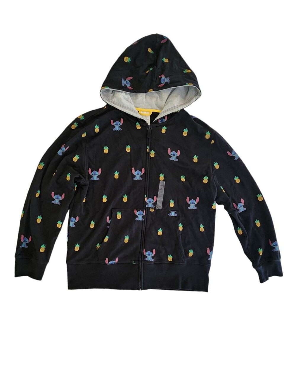 Disney Stitch Black Full Zip Hoodie Sweatshirt - Stitch & Pineapples Women Large